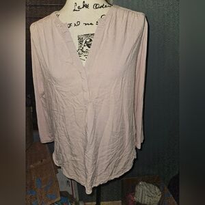 Pleione Womans Pink 3/4 Sleeve Harper Blouse Size L